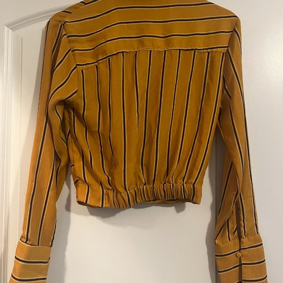 Casual Yellow/ Black Stripe Crop top - Picture 3 of 4
